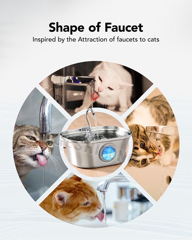 Pet waterer fountain(不锈钢宠物智能喂水器 带视窗）