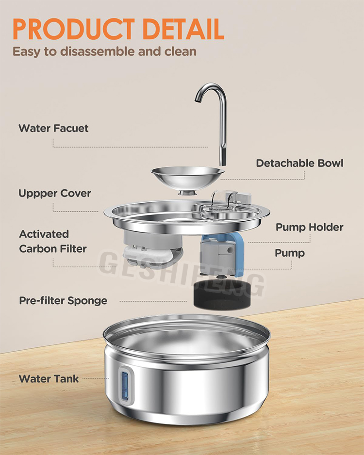 Pet waterer fountain(不锈钢宠物智能喂水器 带视窗）