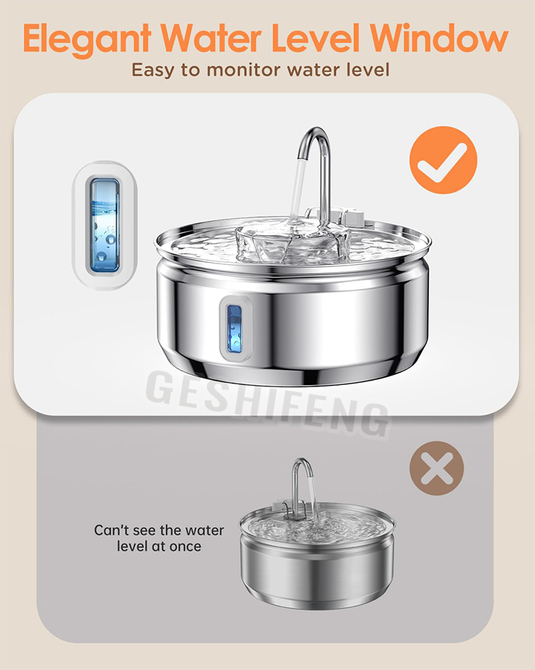 Pet waterer fountain(不锈钢宠物智能喂水器 带视窗）