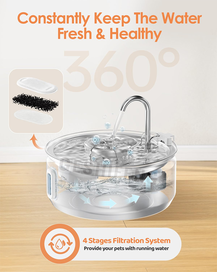 Pet waterer fountain(不锈钢宠物智能喂水器 带视窗）